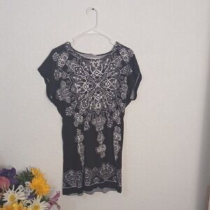Bailey Blue Black and White Patterned Blouse